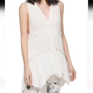 Free People Cream Sleeveless Tunic